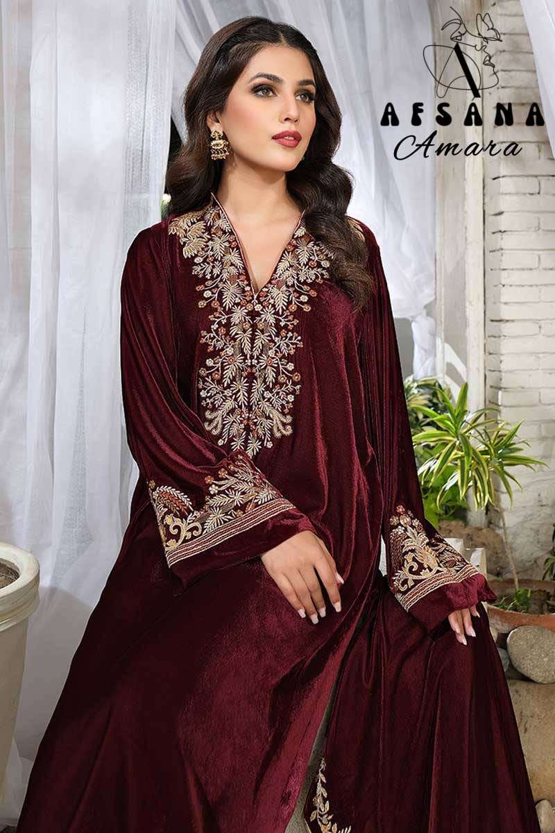 Afsana amara 2024 velver designer readymade salwar suits winter collection at wholesale price
