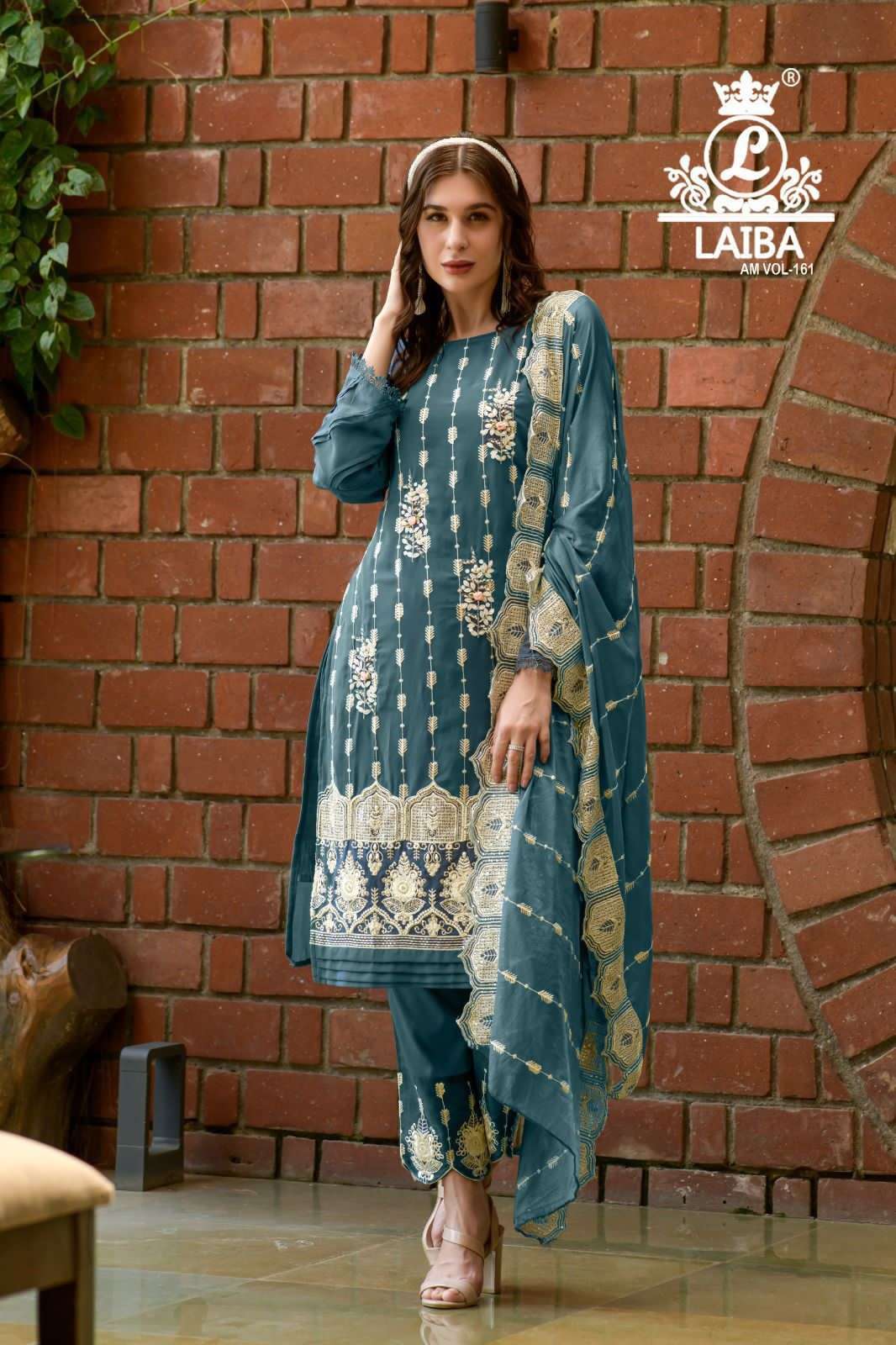 am vol-161 laiba series latest readymade pakistani salwar kameez wholesaler surat gujarat