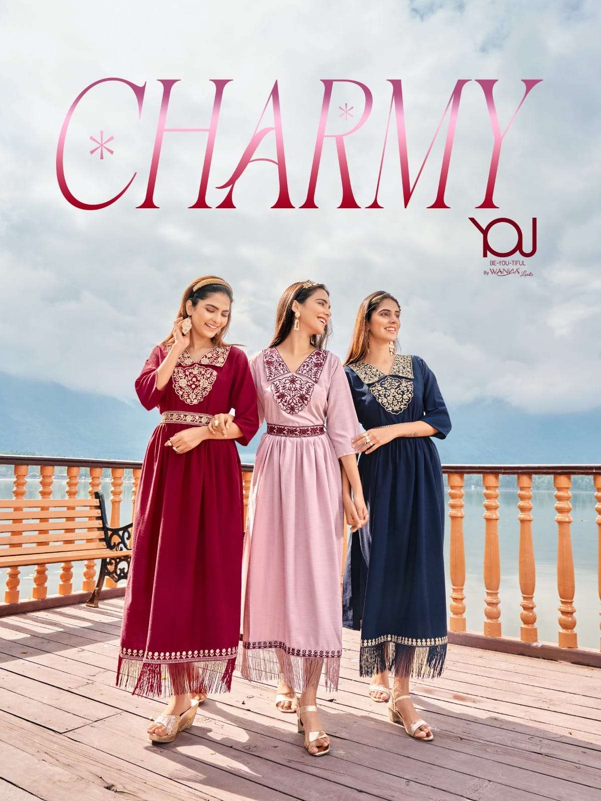 charmy wanna 4001-4005 series designer festive wear kurti outfit wholesaler surat gujarat