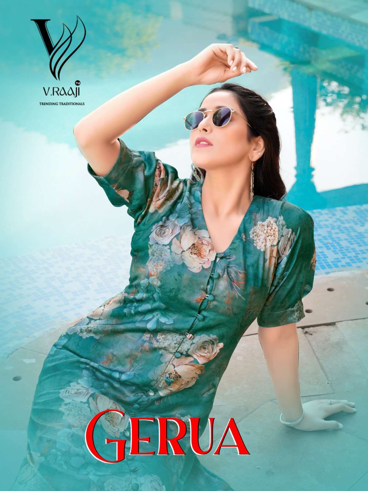 gerua v. raaji 9001-9004 series latest western daily wear short top kurti wholesaler surat gujarat