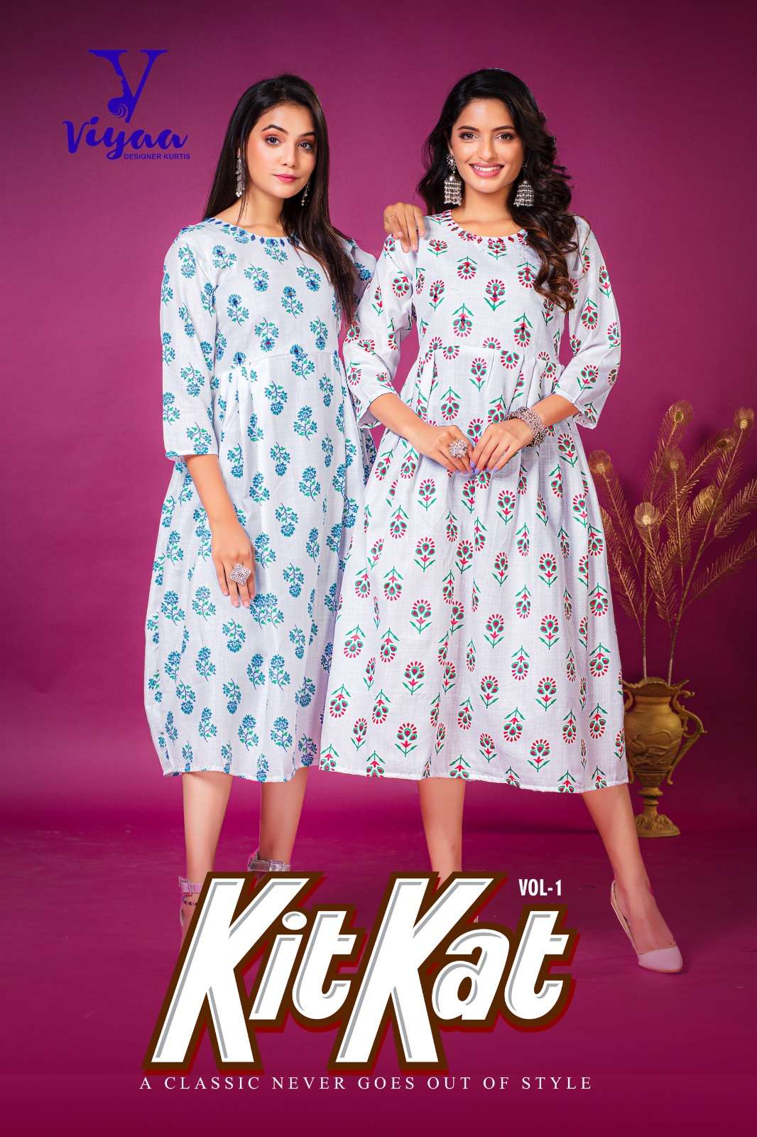 kit-kat viyaa designer 101-106 series latest designer short kurti at wholesaler rate india surat gujarat