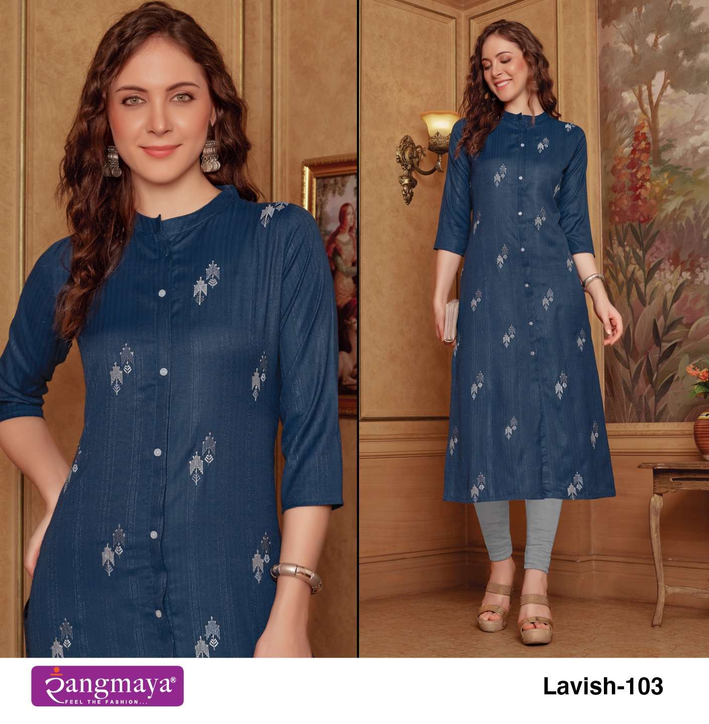 lavish rangjyot 101-108 series designer fancy kurti top set wholesaler surat gujarat