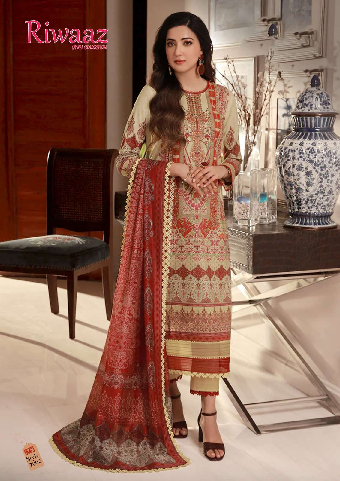 riwaaz vol-7 madhav fashion 7001-7006 series latest fancy patiyala salwar kameez wholesaler surat gujarat