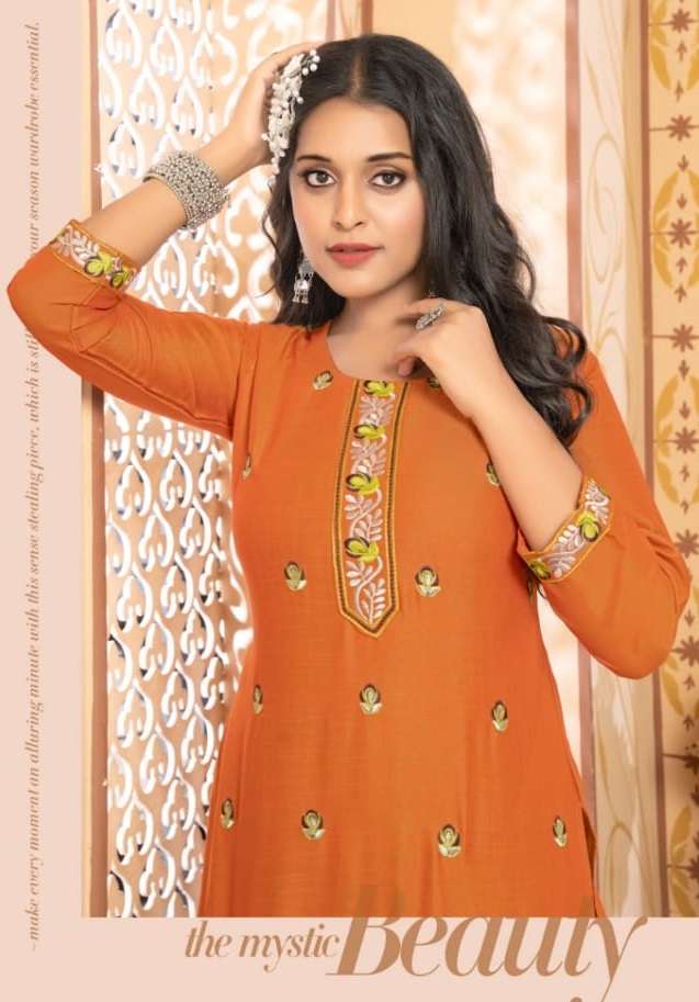 simona-2 kinti fahion 201-208 series designer casual wear kurti wholesaler surat gujarat