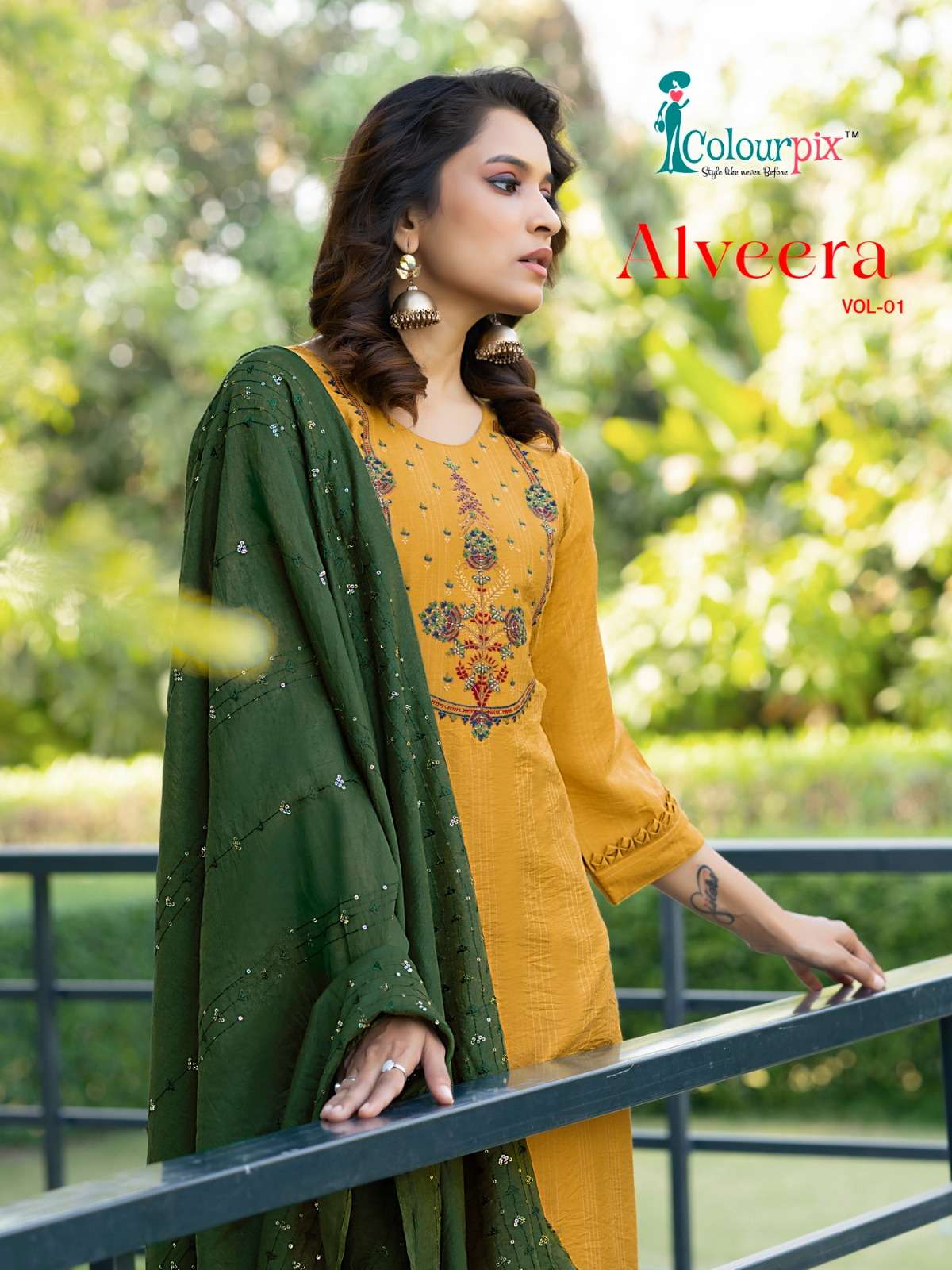 alveera vol-1 colourpix 1001-1006 series latest designer kurti wholesaler surat gujarat