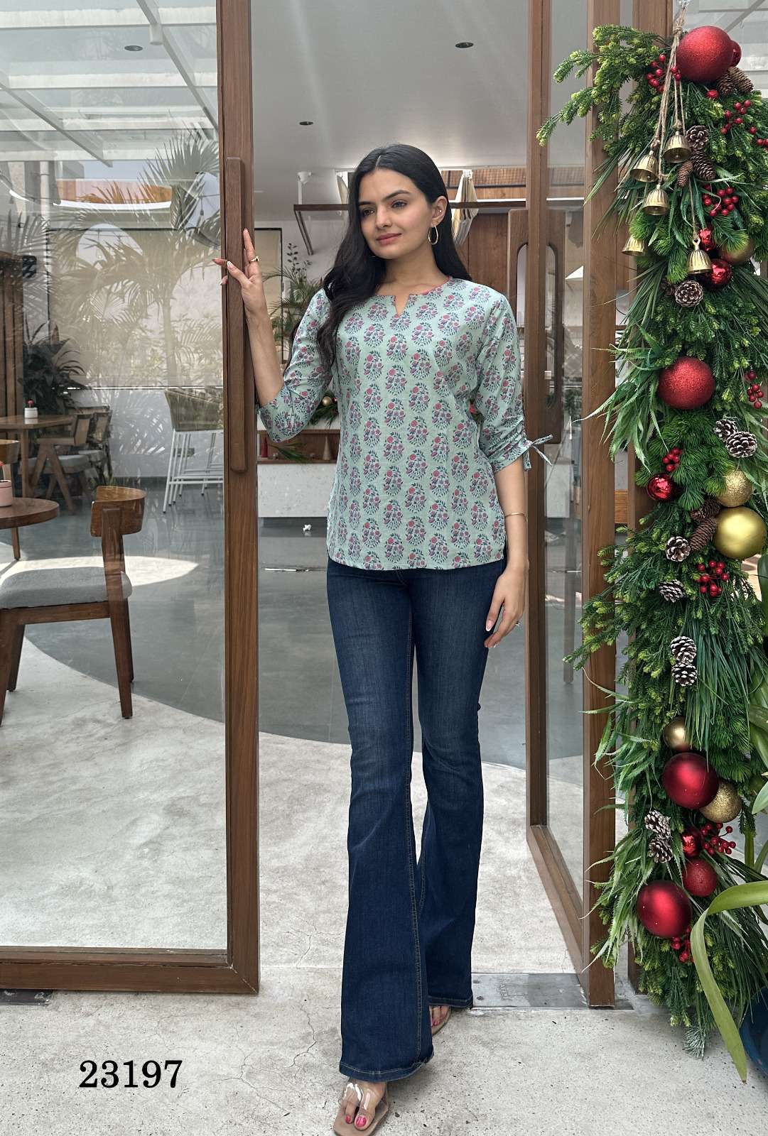 indira 23097 design fancy cotton short tops collection at wholesale rates surat