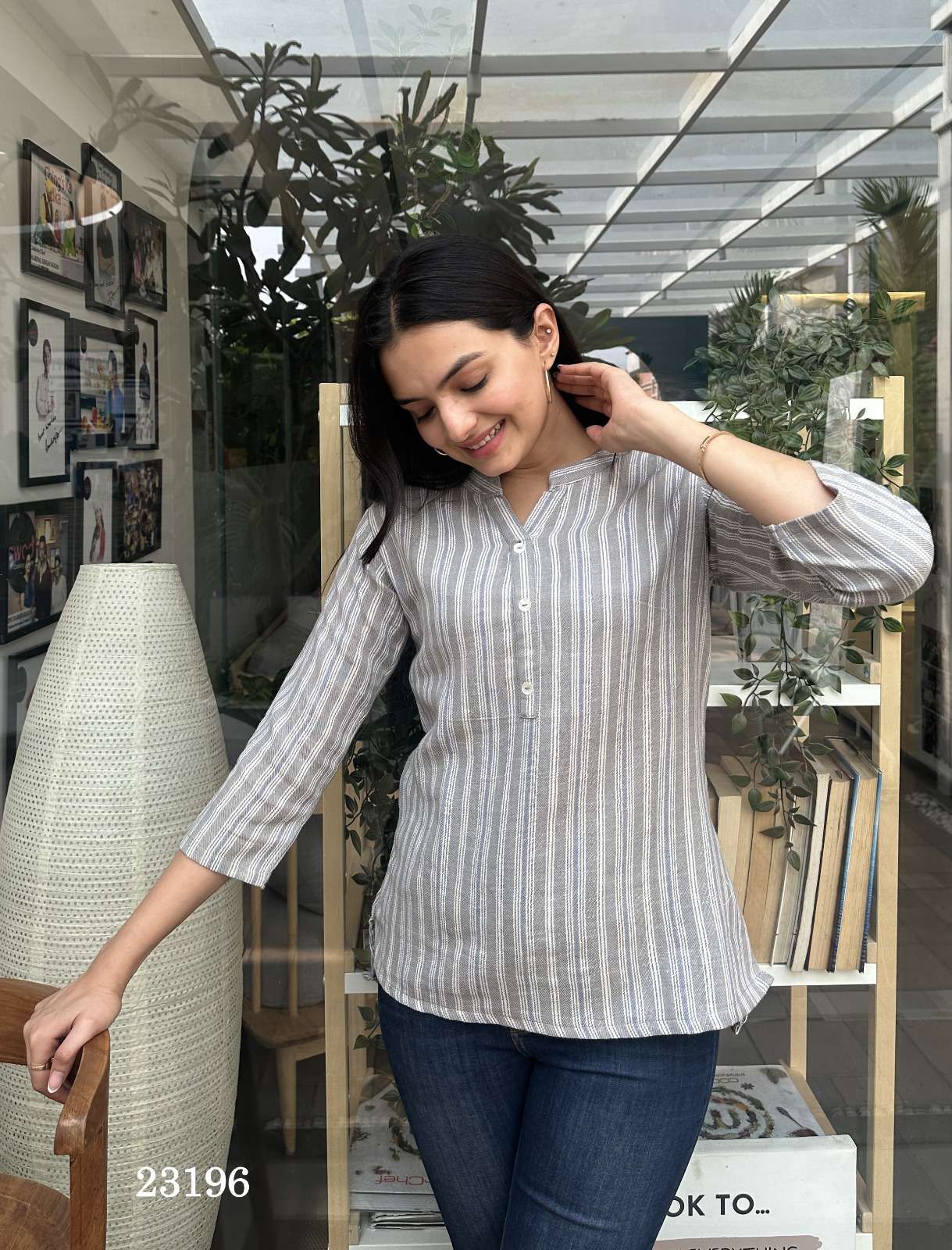 indira 23196 blended cotton desginer short top kurti style size set catalogue wholesaler 