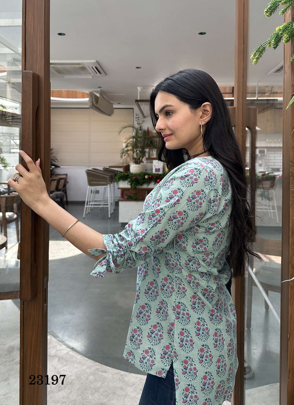 indira 23197 designer cambric cotton short top kurti style size set wholesale price india 