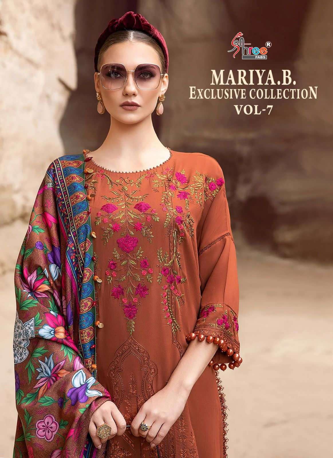 maria b exclusive collection vol-7 shree fabs 3356-3600 series latest  pakistani wedding wear cotton dupatta salwar kameez wholesaler surat gujarat