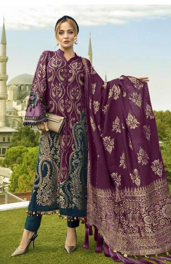 maria b lawn hazzel 071 colours series exclusive embroidred designer salwar kameez chiffon dupatta catalogue surat 