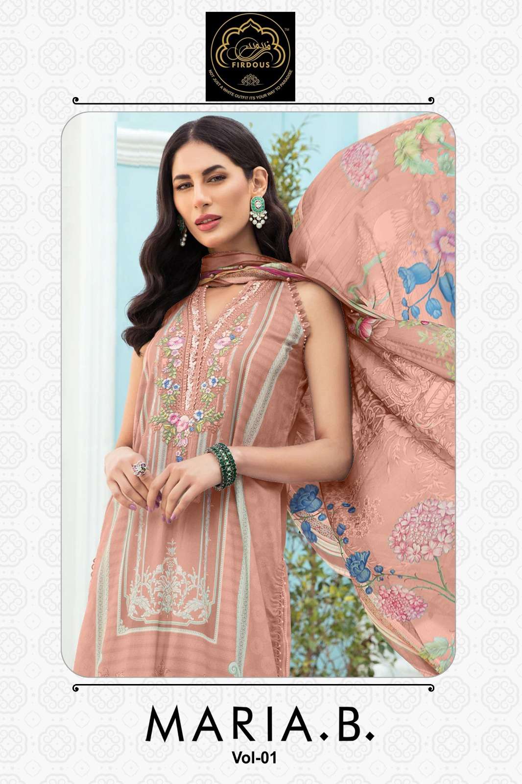 maria b vol-1 firdous 1001 colour series latest designer party wear pakistani salwar suit with cotton dupatta wholesale price surat