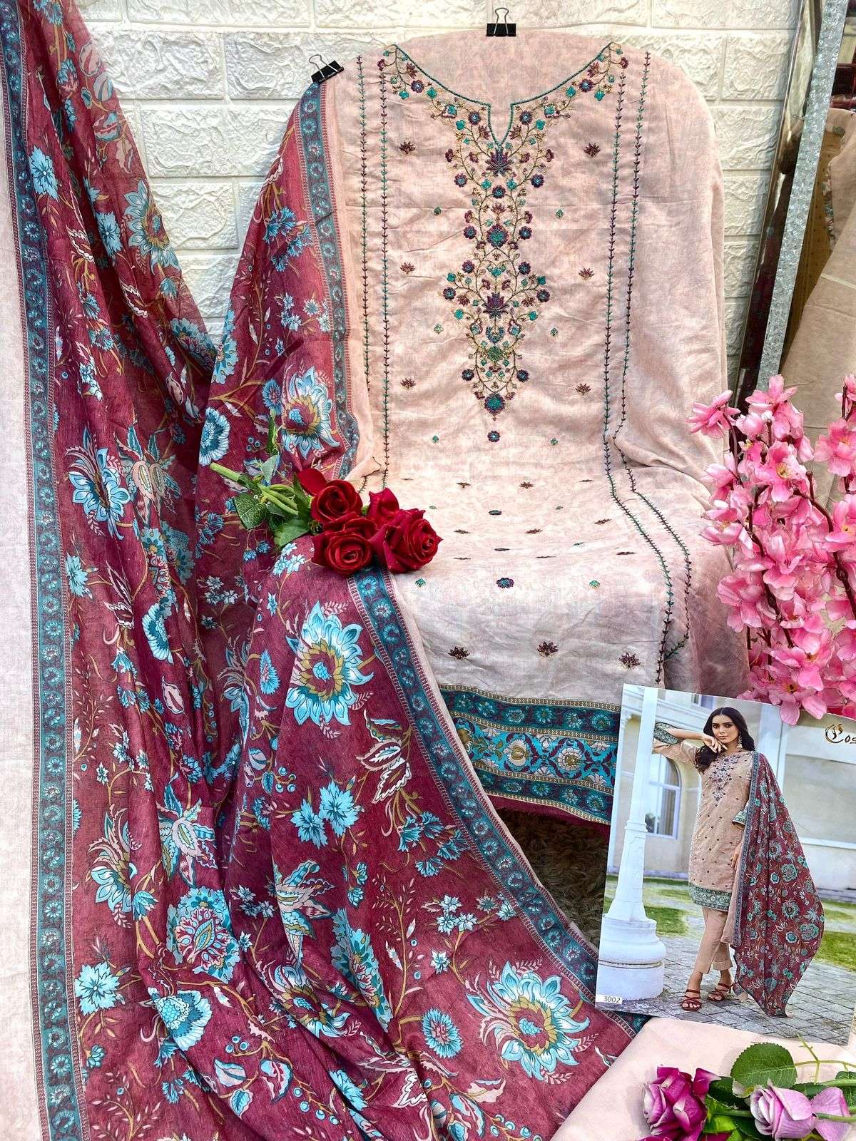 noor embroidered vol-3 cosmos 3001-3010  series designer fancy pakistani salwar kameez wholesaler surat gujarat