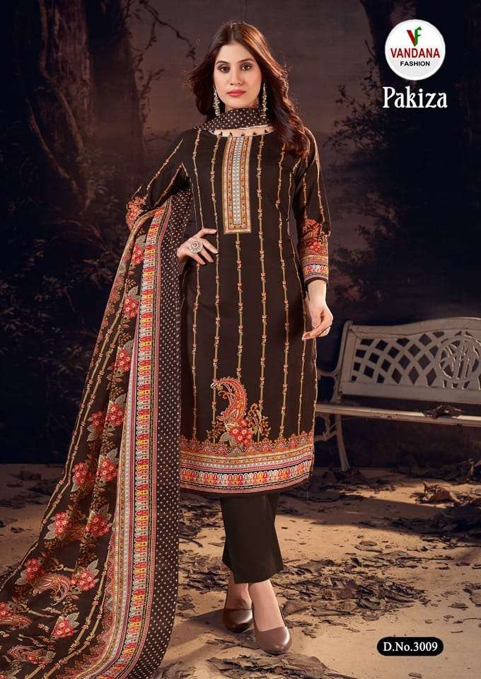 pakiza vol-3 vandana fashion 3001-3010 series latest straight cut salwar kameez wholesaler surat gujarat