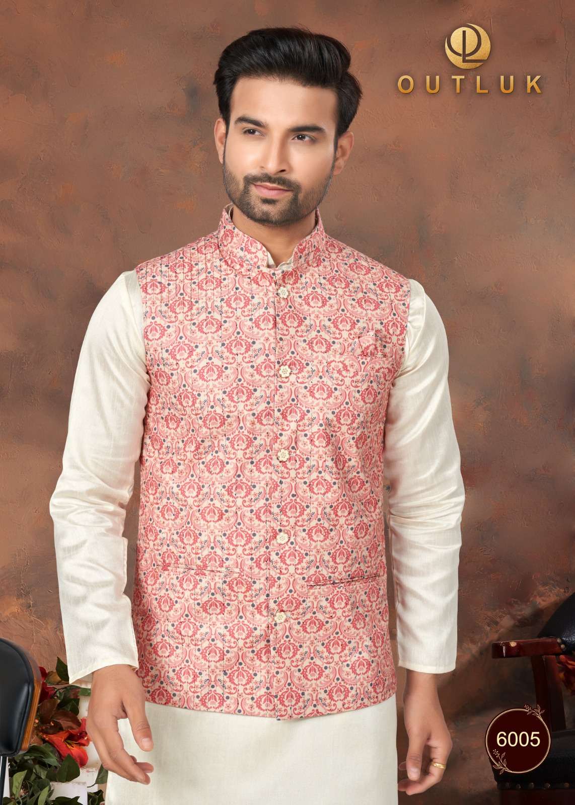 wedding collection vol-6 outluk 5001-5007 series cotton work mens kurta with pajama set collection at wholesale price