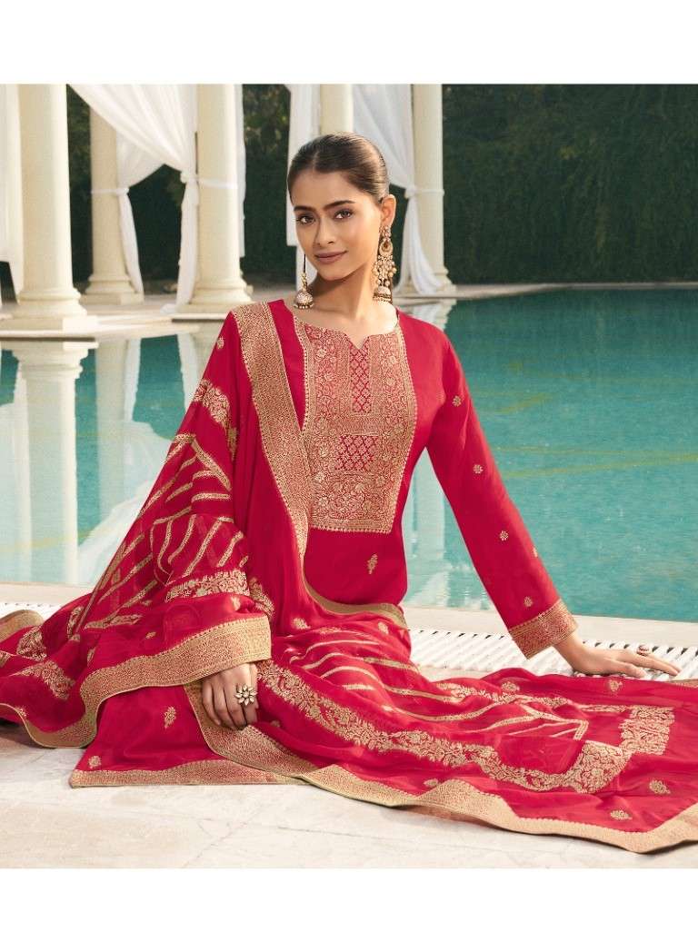 Zisa olive vol-2 15051-15054 series jaquard silk designer salwar suits collection at wholesale rates