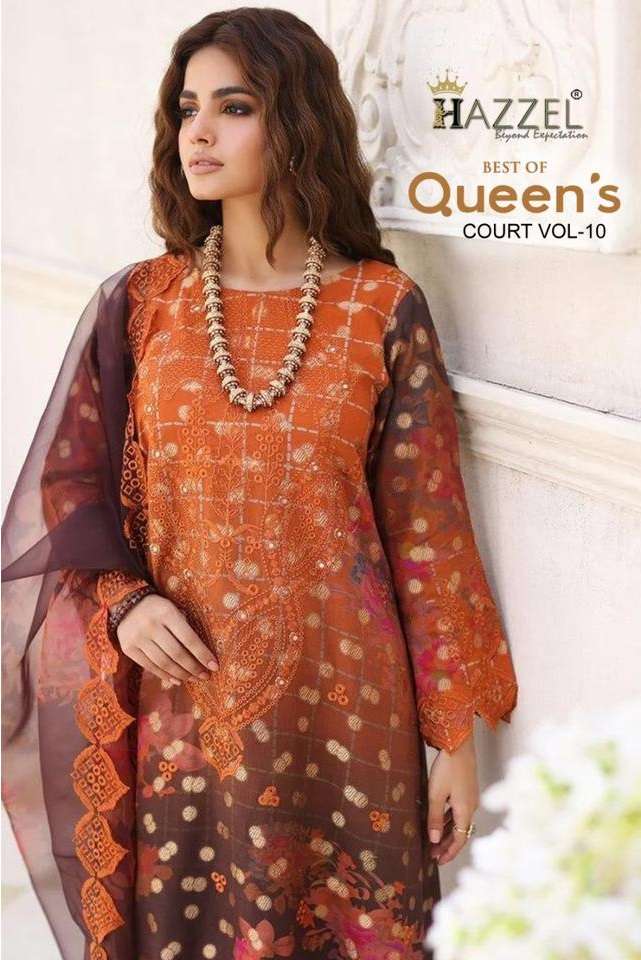 best of queens court vol-10 hazzel 10001-10004 series designer cotton dupatta pakistani salwar kameez wholesaler surat gujarat