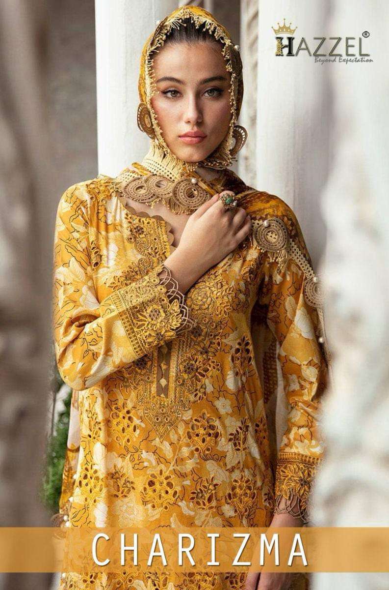 charizma luxury lawn collection 1001-1006 series hazzle designer pakistani salwar kameez wholesaler surat gujarat