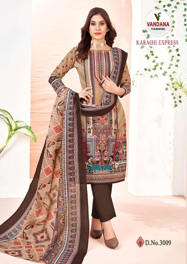 karachi express vandana fashion 3001-3010 series latest straight cut salwar kameez wholesaler surat gujarat