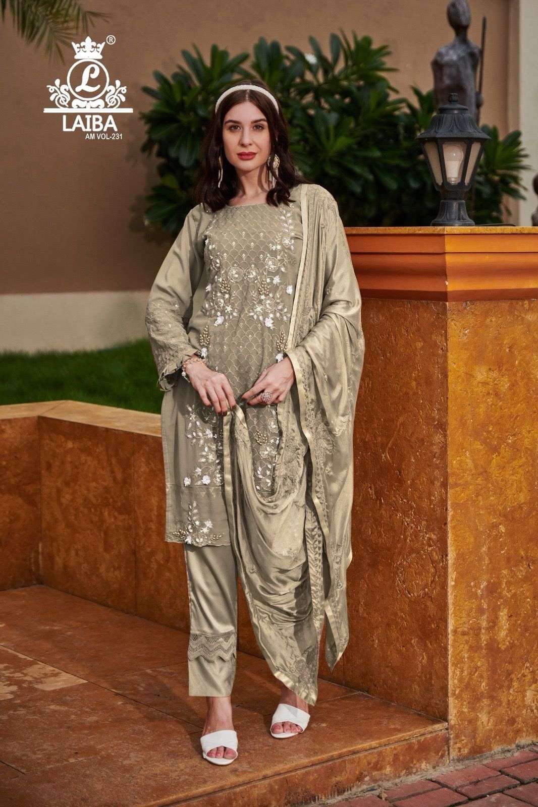 laiba amt 231 faux georgette embroidered readymade festival collection wholesale price surat