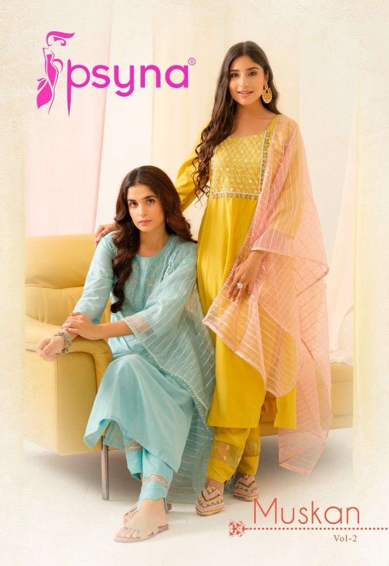 muskan vol-2 2001-2006 series by psyna trendy designer kurtis catalogue collection 2024