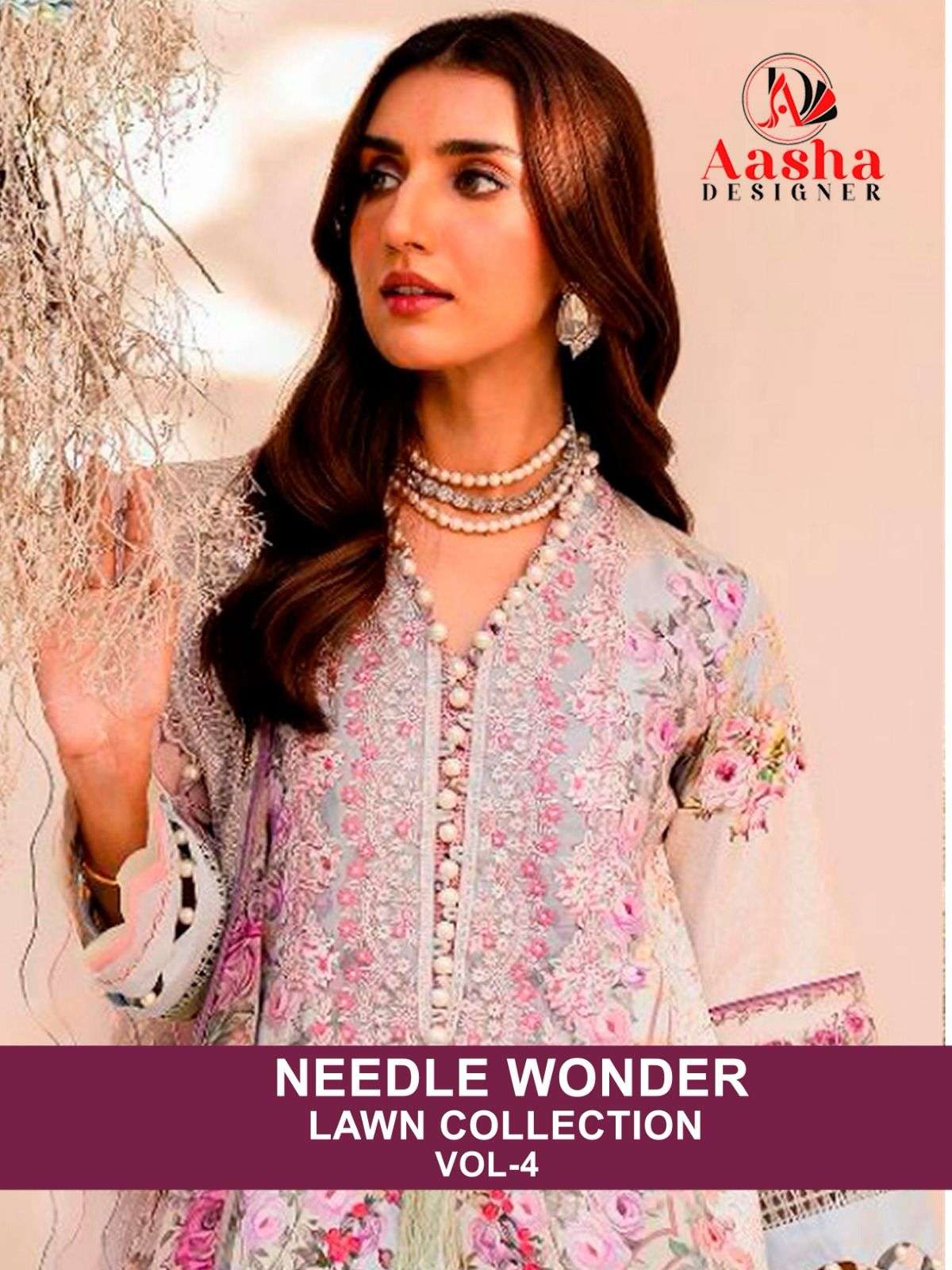 needle wonder vol-4 aasha designer 1049 colour series latest designer pakistani chiffon dupatta salwar kameez at wholesale price surat gujarat