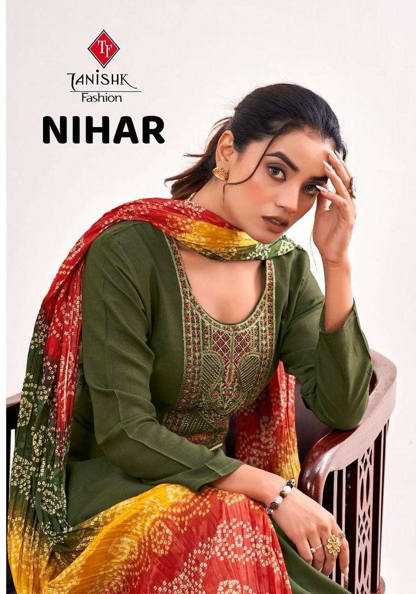 nihar taniksh 61001-61008 series latest designer casual wear salwar kameez set wholesaler surat gujarat