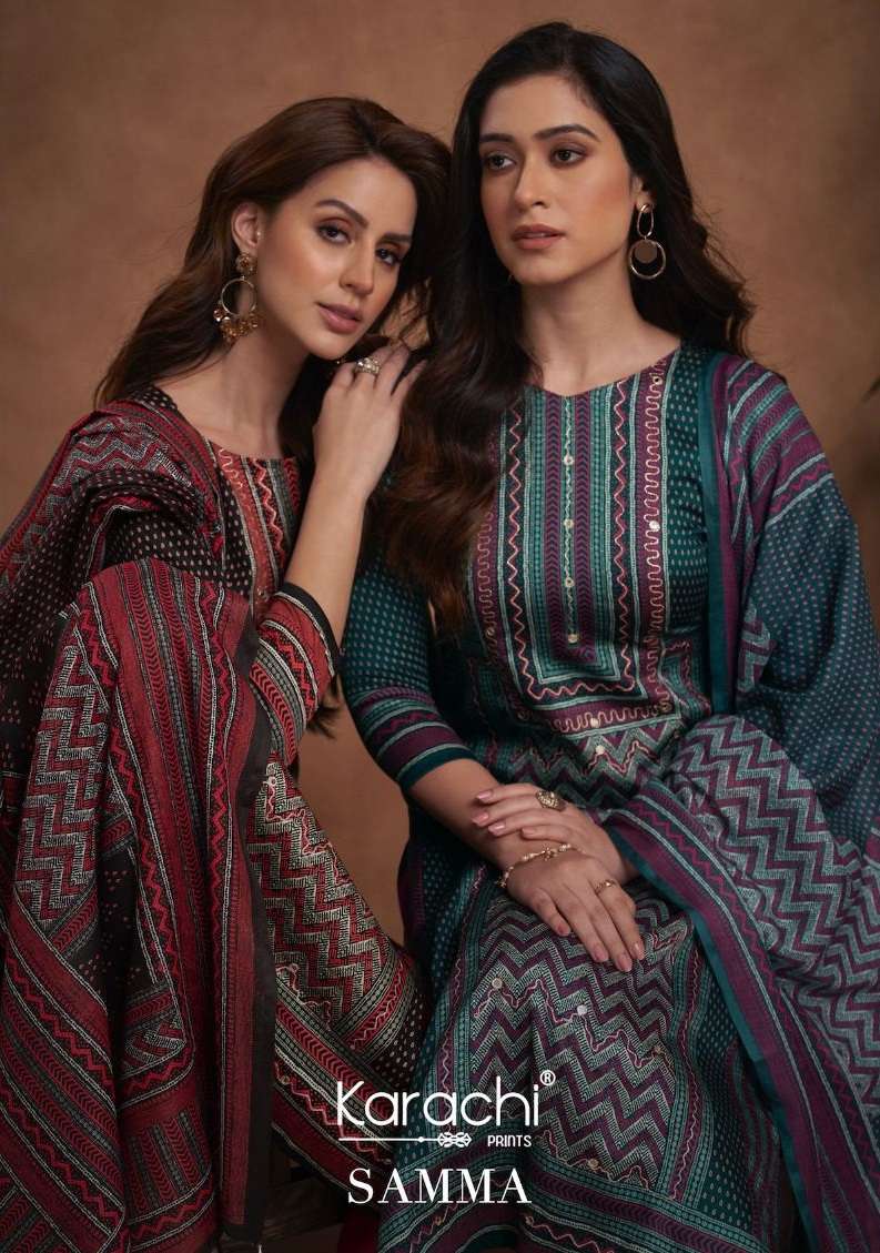 samma karachi prints 26001-26006 series latest designer pakistani fancy salwar kameez wholesaler surat gujarat
