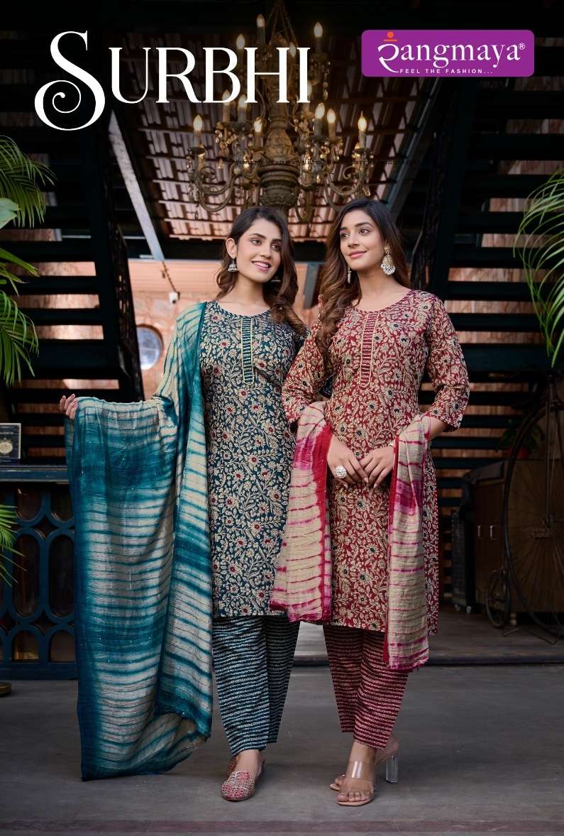 surbhi rangmaya 101-108 series latest designer fancy kurti design wholesaler surat india