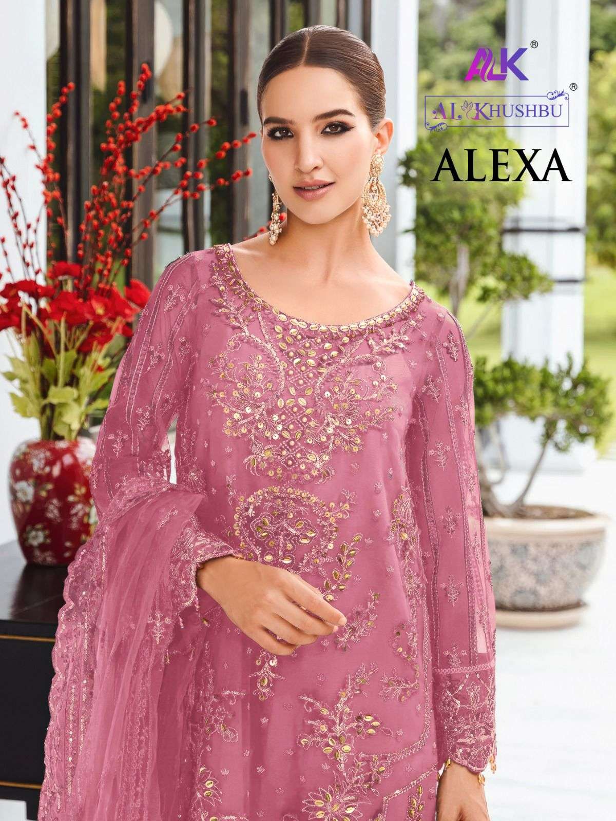 alexa vol-1 5074 series by al khushbu organza designer pakistani salwar suits wholesale supplier surat 