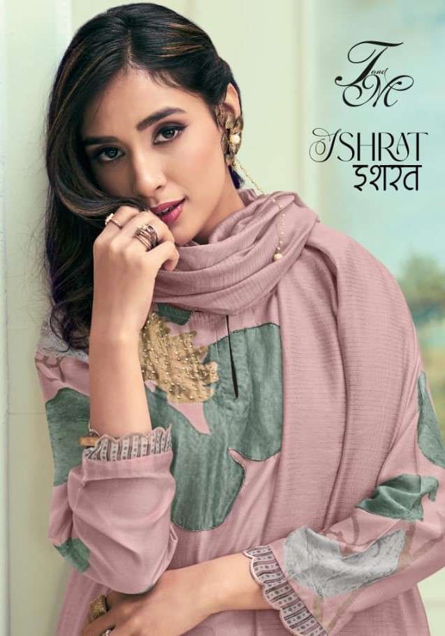 ishrat by t&m digital print with handwork designer suits catalogue manufacturer surat gujrat 
