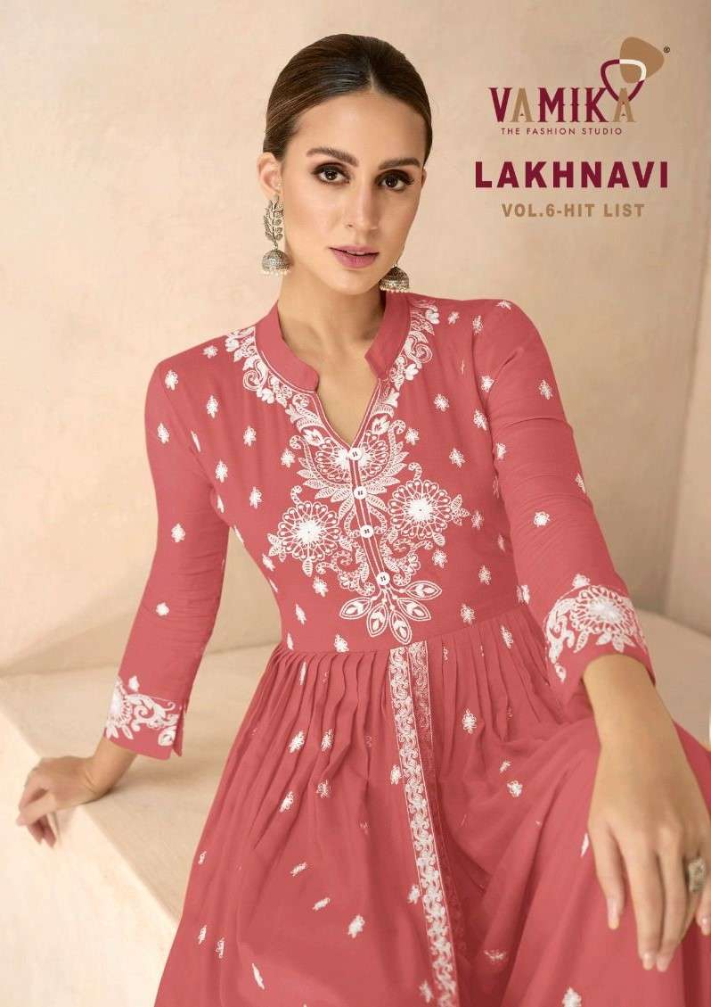 lakhnavi vol-6 hitlist by vamika party wear designer kurtis catalogue manufacturer surat