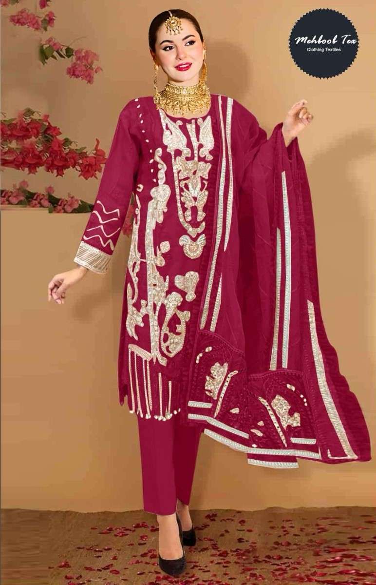 mehboob tex 1263 colours organza designer with handwork suits catalogue online wholesale surat gujrat