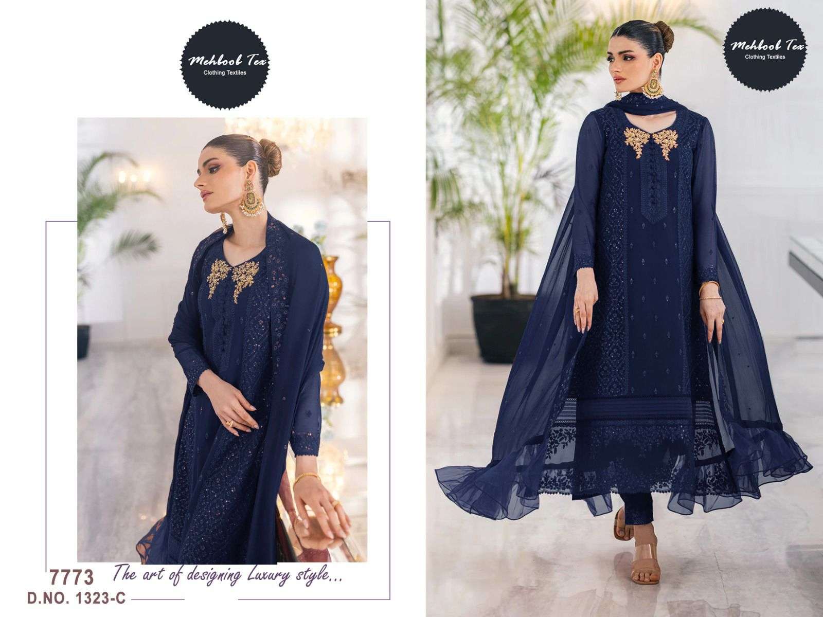 mehboob tex 1323 colour edition georgette embroidred hand work salwar kameez wholesaler surat