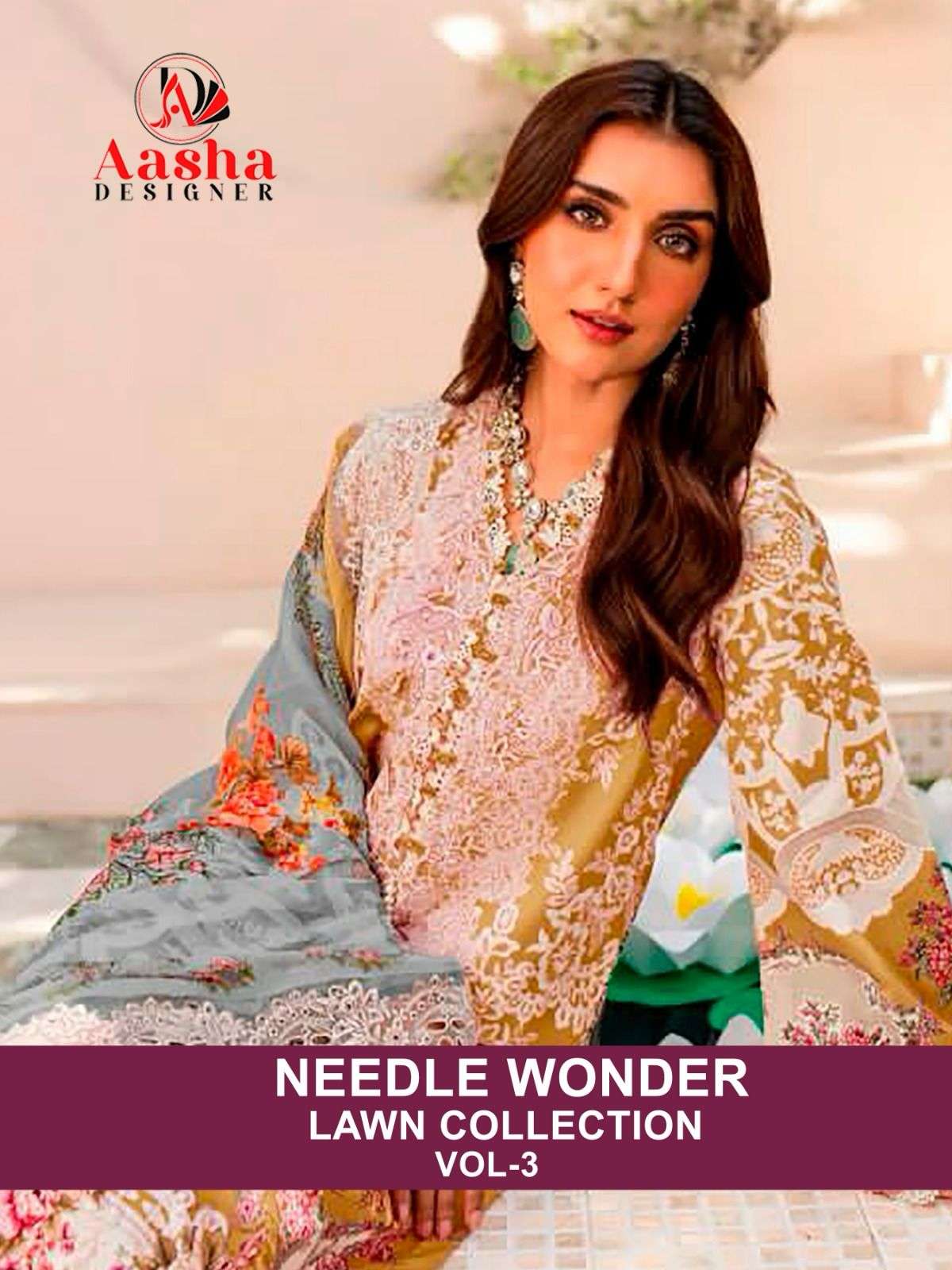 needle wonder lawn collection vol-3 by aasha designer fancy designer pakistani suits catalogue surat gujrat