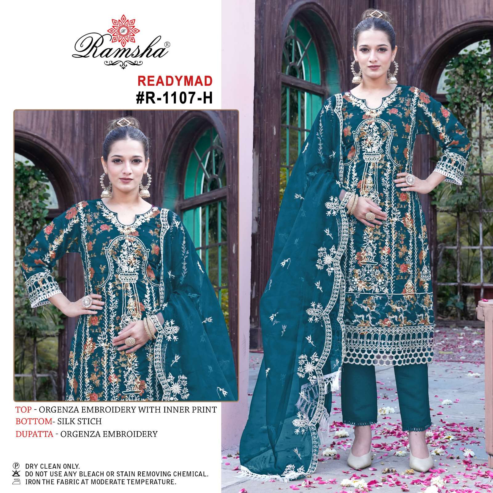 ramsha 1107 organza designer raedy to wear pakistani salwar kameez buy online wholesale dealer surat