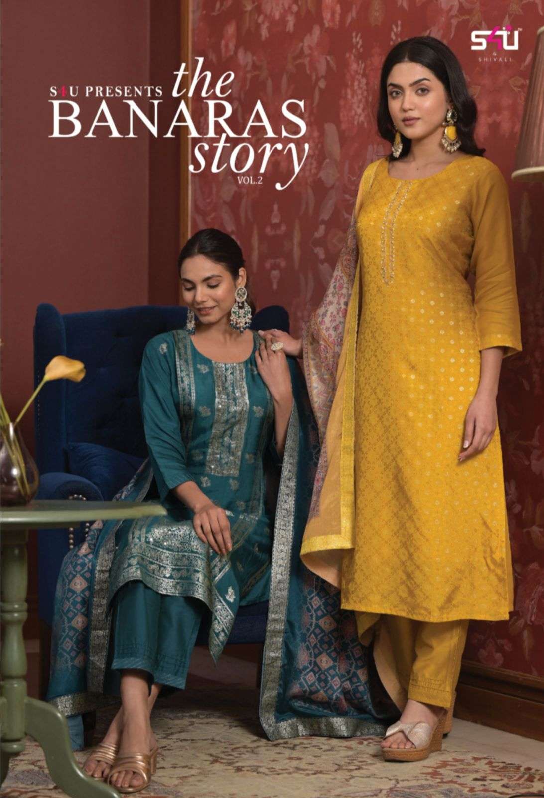 s4u the banaras story party wear dola jecquard kurta pant set catalogue buy online shopping surat