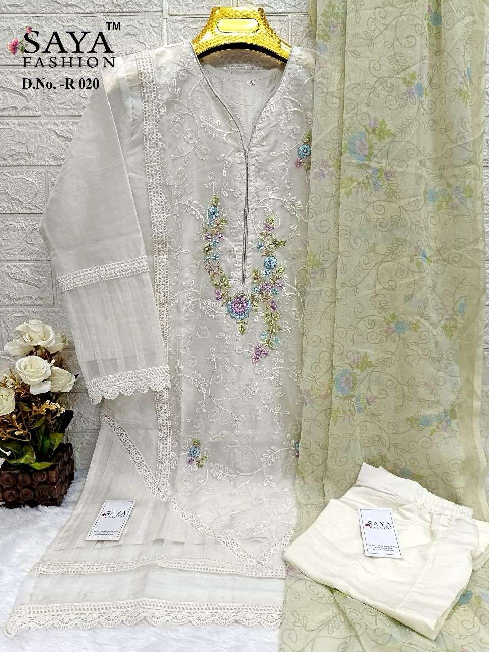 saya fashion r-20 organza designer party wear ready made salwar kameez wholesale dealer surat 