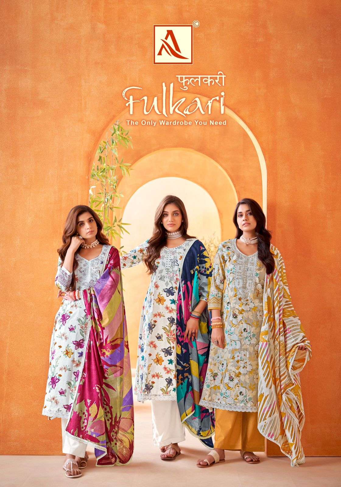 alok suits by fulkari exclusive party wear cambric cotton embroidred suits buy best rate surat wholesaler 
