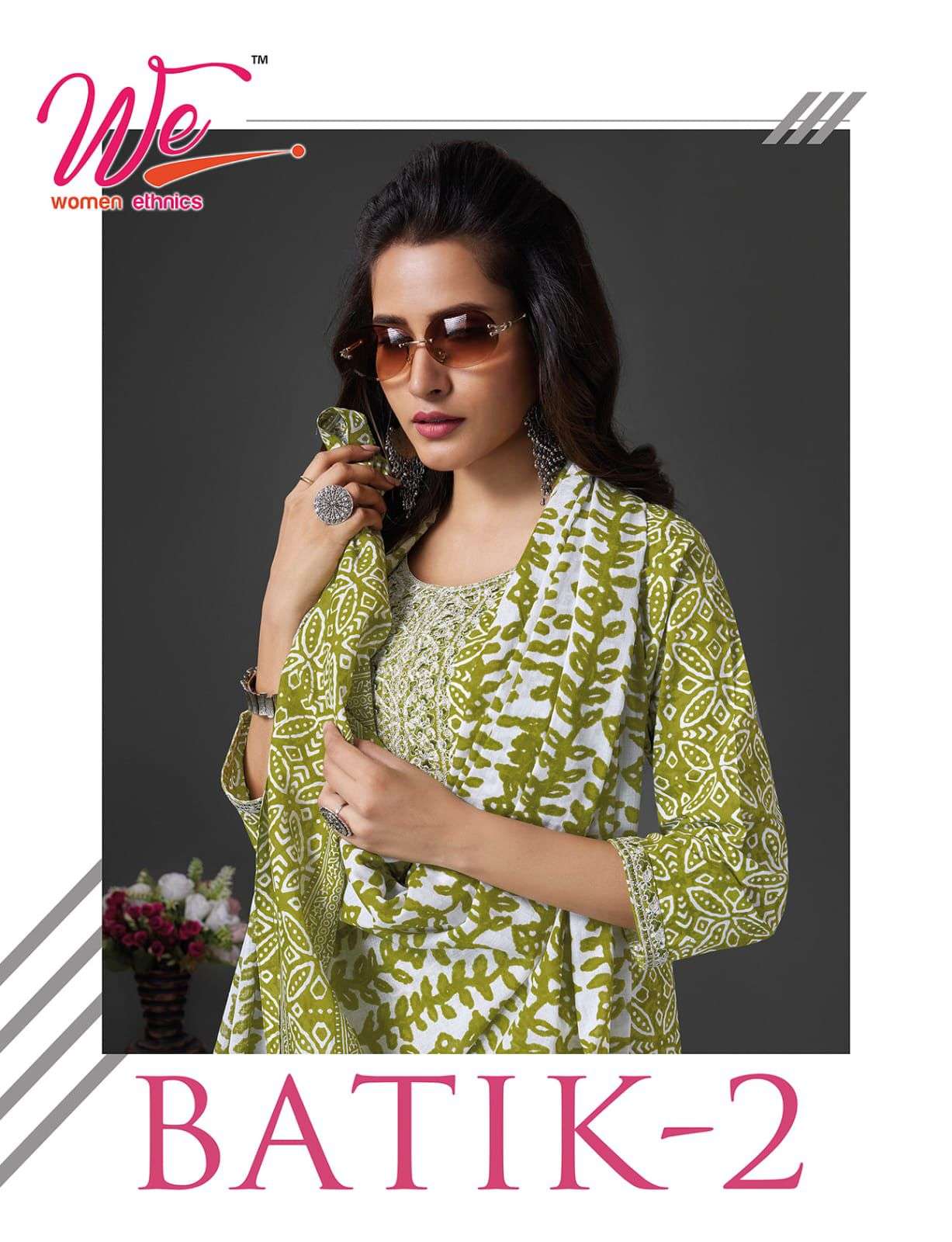 batik vol-2 by we 5201-5206 pure cotton kurti pant with dupatta catalogue online wholesaler surat gujrat 