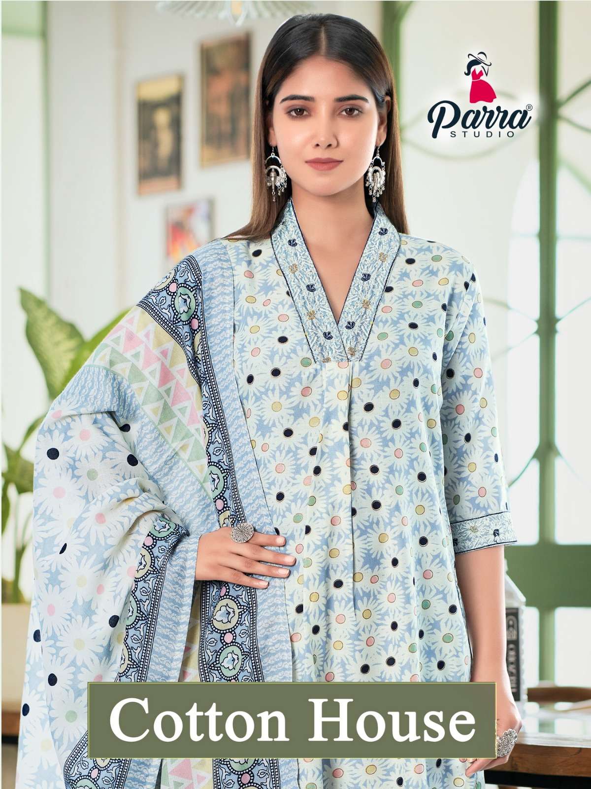 cotton house by parra studio 1001-1006 series pure cotton designer kurtis catalogue manufacturer surat gujarat 
