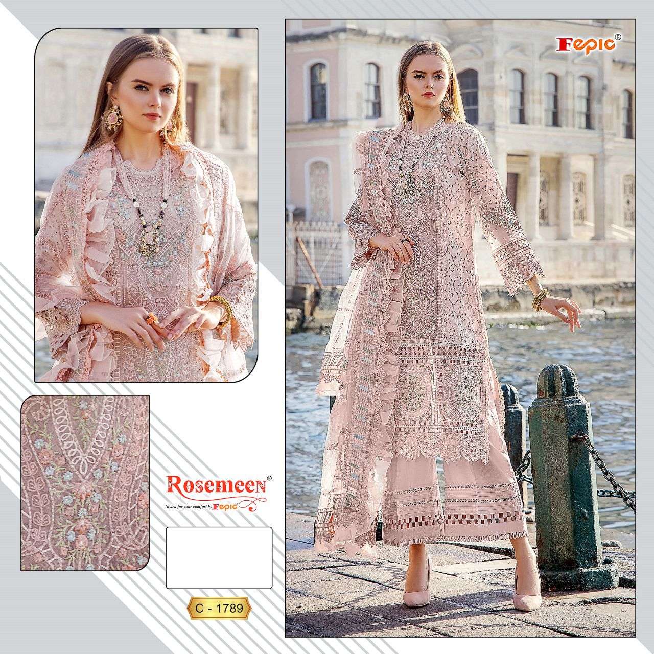 fepic 1789 colours pure cotton embroidered designer look salwar kameez wholesale price surat