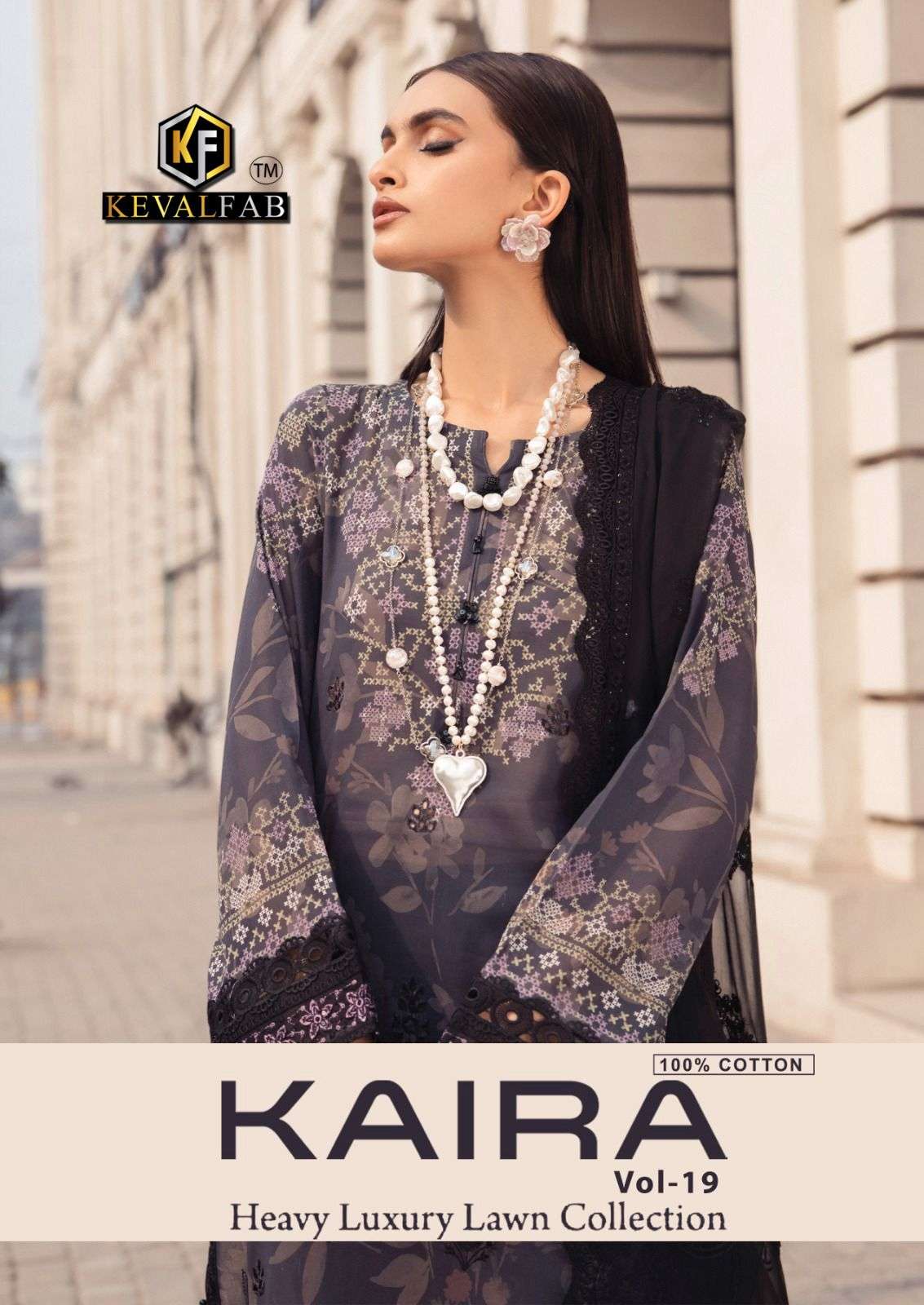 kaira vol-19 by keval fab 1901-1906 series heavy luxury lawn collection wholesaler surat gujarat