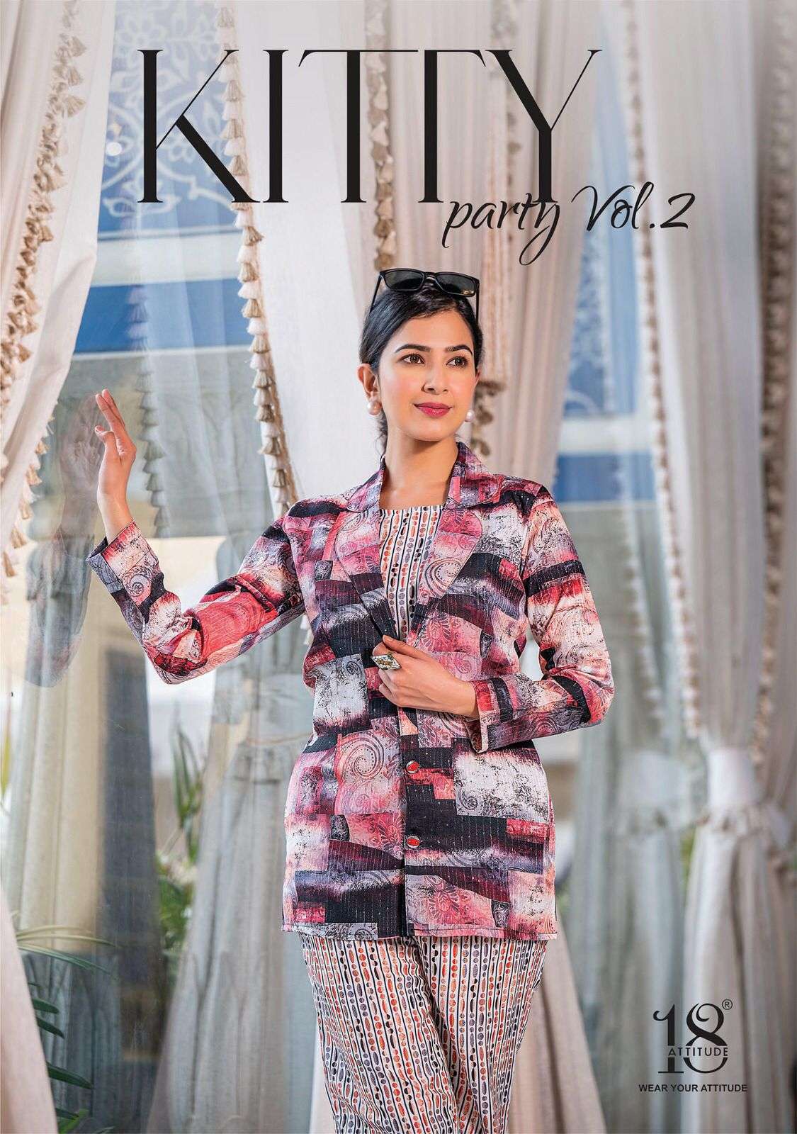 kitty party vol-2 by 18 attitude 201-207 series crop top and pant party wear wholesale collection surat gujarat 