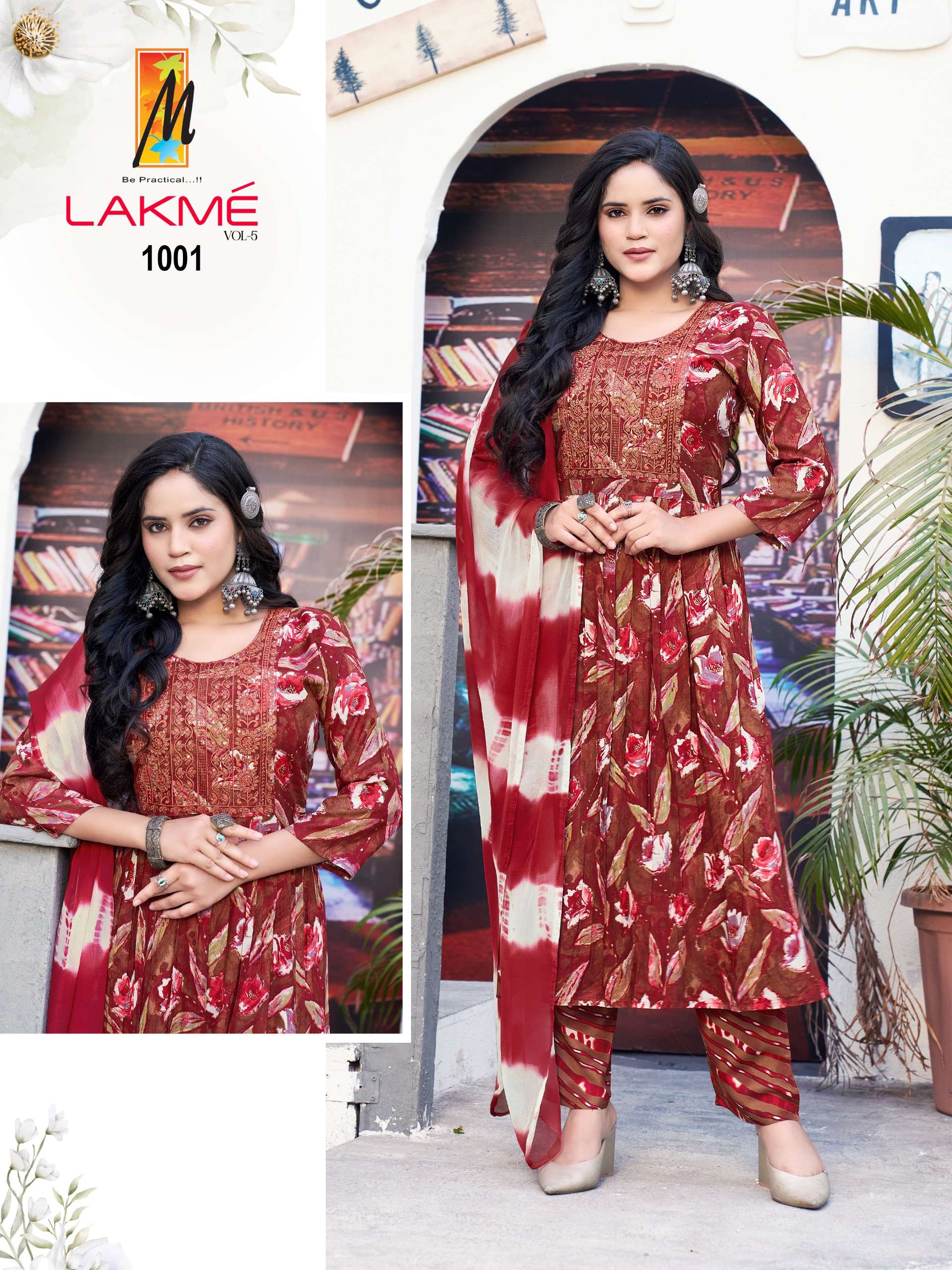 lakme vol-5 by master 1001-1008 series rayon designer top bottom with dupatta catalogue best rate surat gujarat 