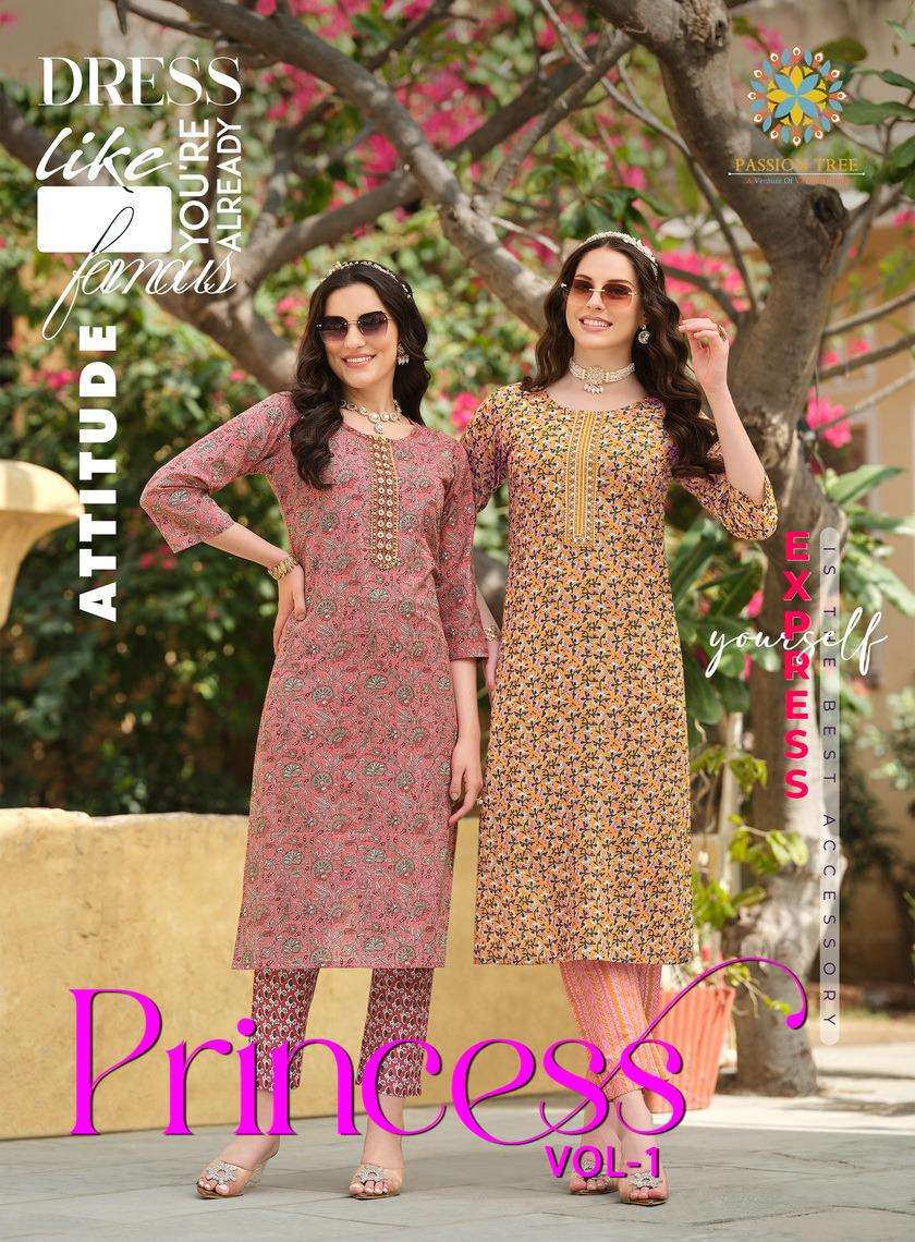 passion tree princess vol 1 1001-1008 series pure cotton embroidred kurti pant set collection best price india 