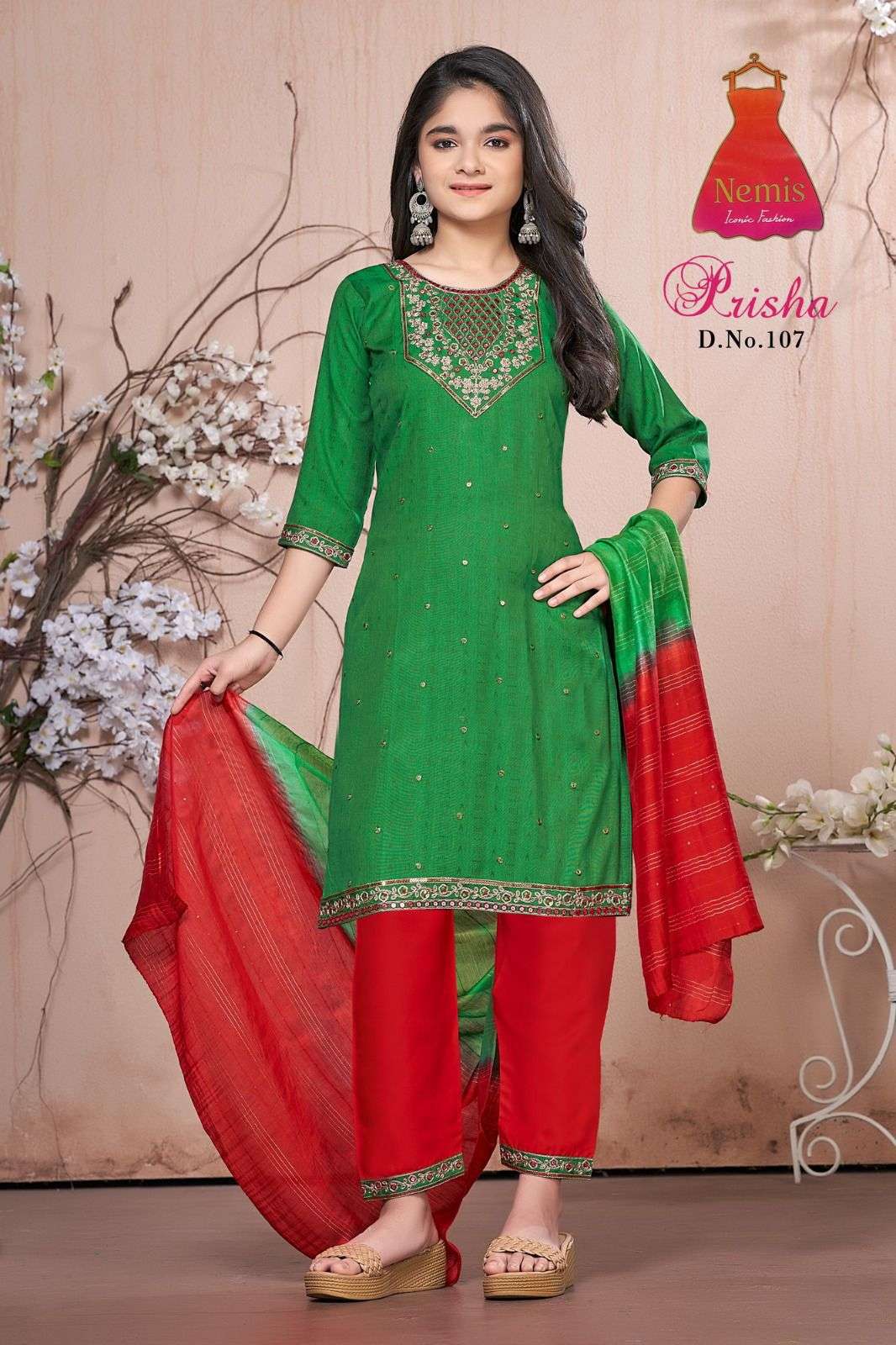 prisha by nemis rayon designer kurti pant with fancy dupatta set for woman online surat gujarat