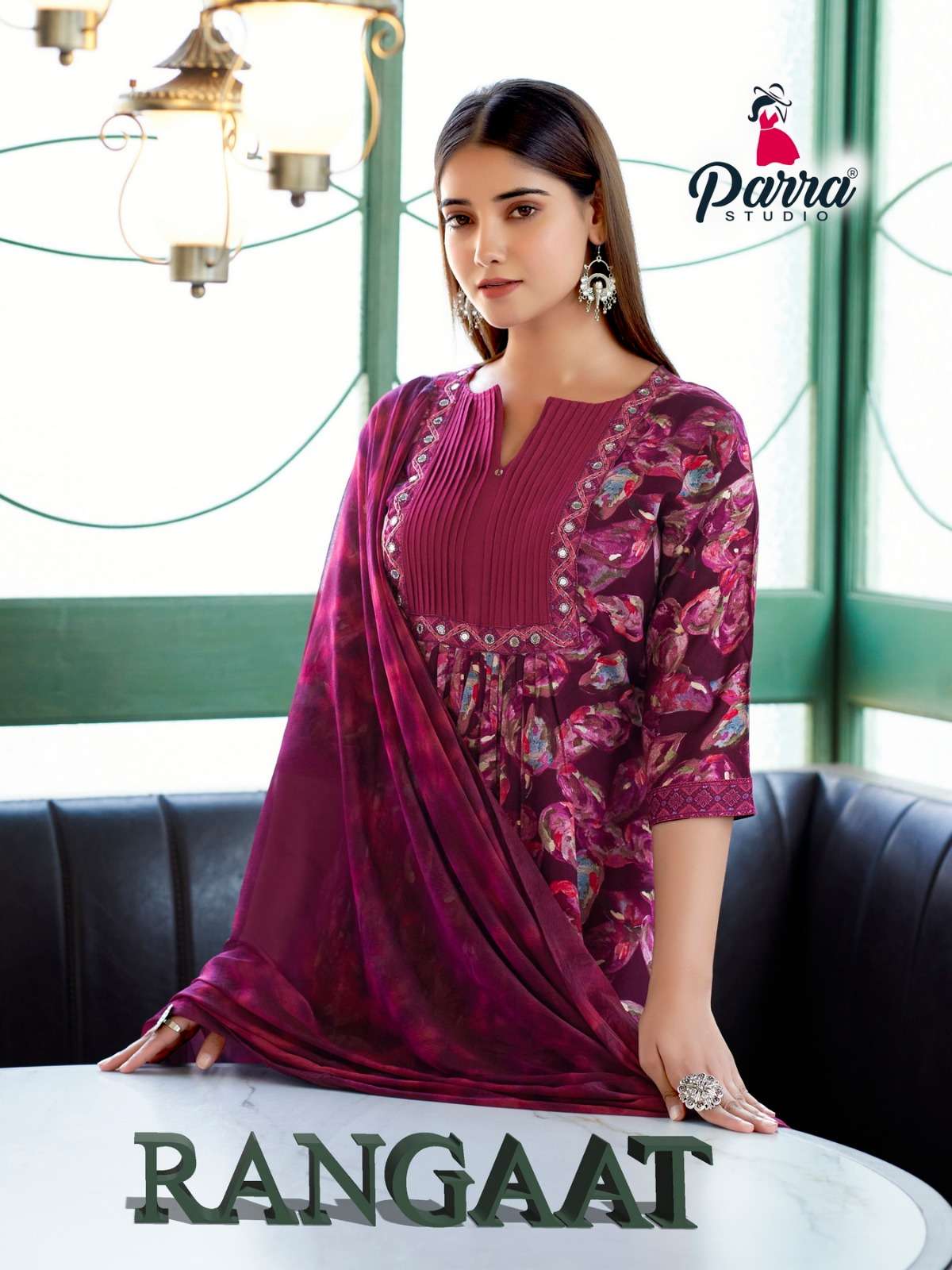 rangaat by parra studio 1001-1007 series fancy designer top bottom with dupatta kurti set online dealer surat gujarat