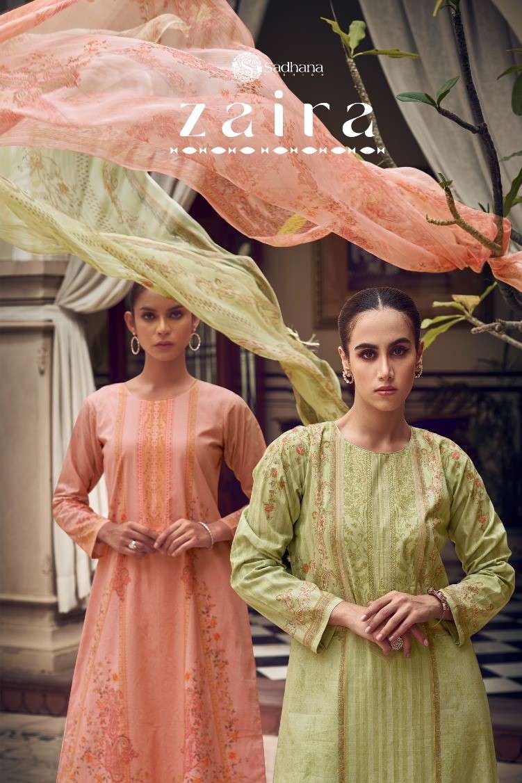 sadhana fashion zaira lawn cotton digital printed unstich designer salwar kameez wholesale price surat