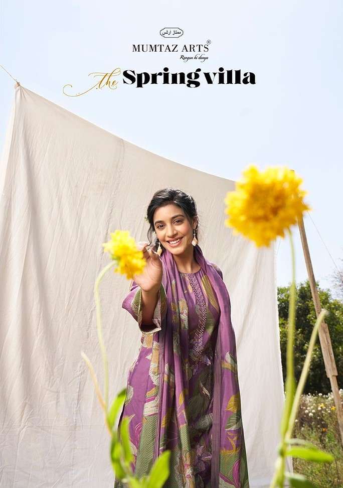 spring villa by mumtaz arts 2401-2404 series pure viscose muslin designer dress material catalogue manufacturer surat gujarat 