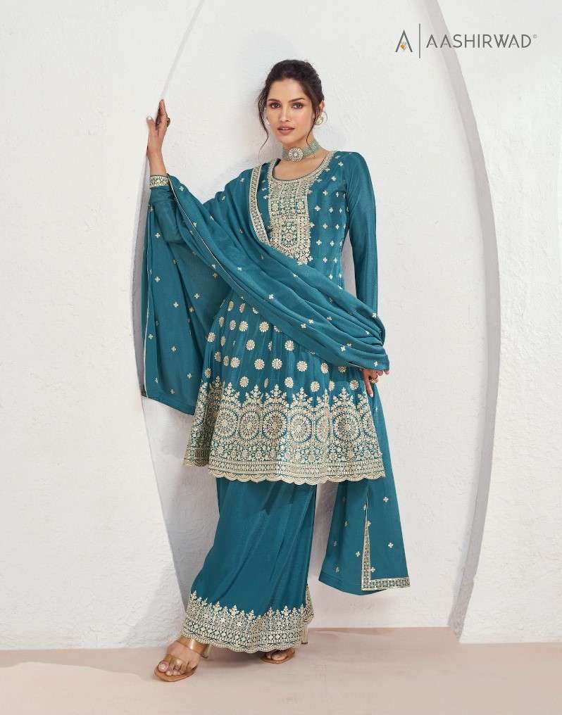volna by aashirwad creation 9932-9935 series premium chinon silk designer party wear dress catalogue manufacturer surat gujarat 